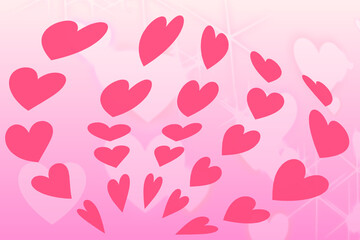 Pink Valentine's Day card, hearts, romance, Delicate pink background and a heart 