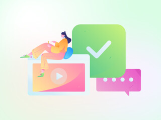 Education learning people flat vector concept hand drawn illustration
