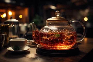 Foto op Aluminium teapot and cup of tea © nataliya_ua