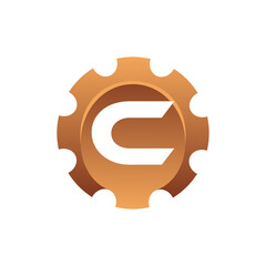 Initial Letter C gear engineering logo design vector