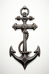 Metal anchor on a white background