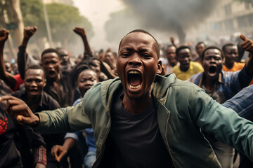 Protest rally in African country - obrazy, fototapety, plakaty