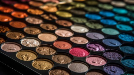 Obraz na płótnie Canvas Closeup shot of eyeshadow cosmetics makeup Profession AI generated illustration