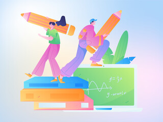 Education learning people flat vector concept hand drawn illustration
