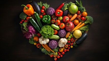 fresh vegetables heart shape AI generated illustration