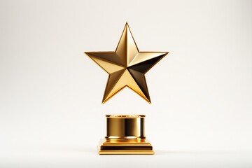 Golden star award trophy on white background Generative AI 