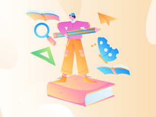 Education learning people flat vector concept hand drawn illustration
