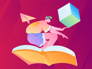 Education learning people flat vector concept hand drawn illustration
