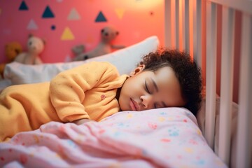 african Newborn baby is sleeping in a cute bedroom
