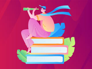 Education learning people flat vector concept hand drawn illustration
