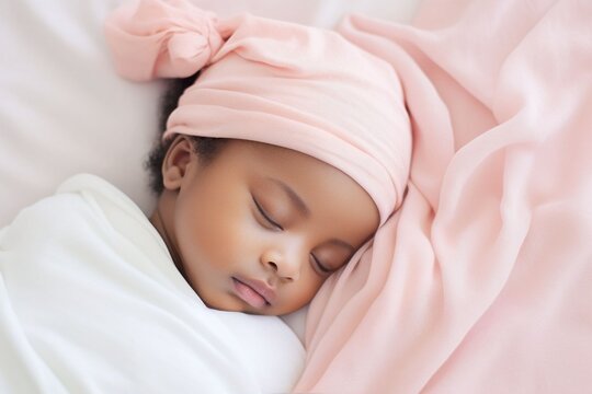 african Newborn baby is sleeping in a cute bedroom