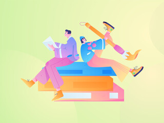 Education learning people flat vector concept hand drawn illustration
