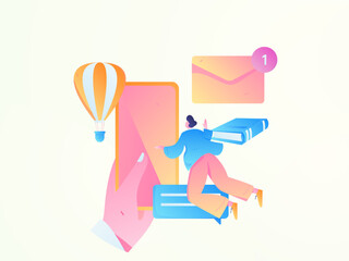 Education learning people flat vector concept hand drawn illustration
