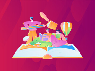 Education learning people flat vector concept hand drawn illustration
