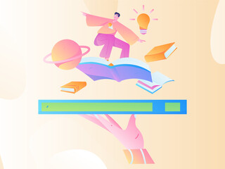 Education learning people flat vector concept hand drawn illustration
