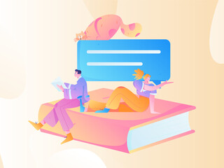 Education learning people flat vector concept hand drawn illustration
