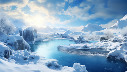 Fototapeta premium A view of the vast Blue Lagoon in the Arctic region on a sunny day