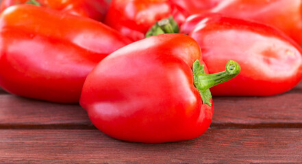 Red peppers close up.