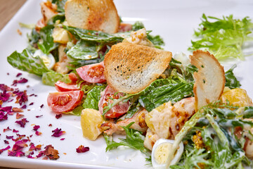 caesar salad on plate closeup