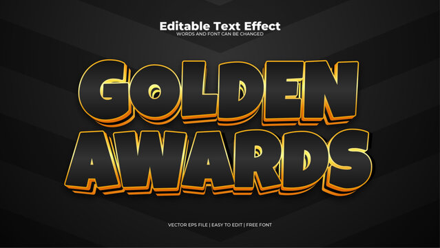 Gold and black golden awards 3d editable text effect - font style