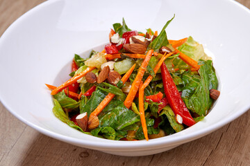 vegetable salad in the white plate