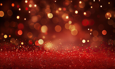 Black Red Gold Glitter Bokeh Design, Display Background Is Black At the Top and turns into red glitter which fades into fine gold glitter, sparkle, wallpaper, romantic Valentine's day concept