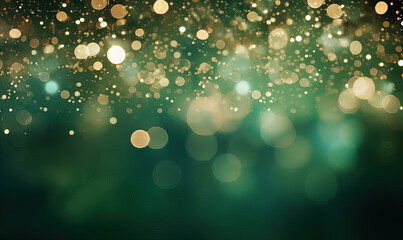 abstract bokeh green and gold glitter background with bokeh defocused glitter for Saint patricks day, Happy St. Patrick's day, St patty's day celebrate - obrazy, fototapety, plakaty