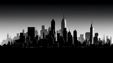 A minimalist black and white skyline AI generated illustration