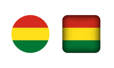 Flat Square and Circle Bolivia National Flag Icons