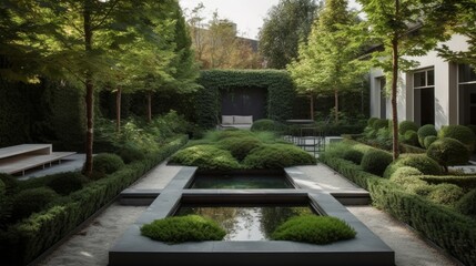 A modern-day garden AI generated illustration