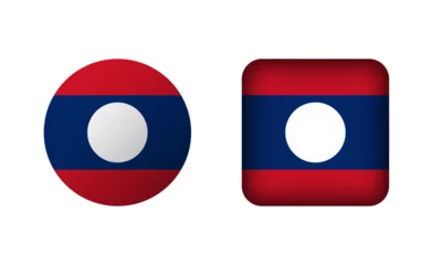 Fotobehang Flat Square and Circle Laos National Flag Icons © Vectoro