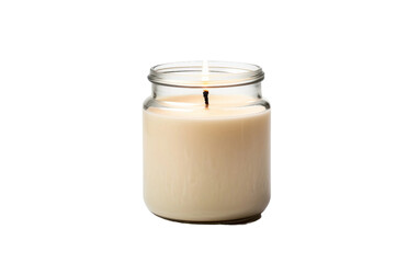 Cream-Colored Candle Glass Jar on Transparent Background, PNG Format