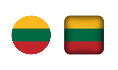 Flat Square and Circle Lithuania National Flag Icons