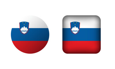 Flat Square and Circle Slovenia National Flag Icons