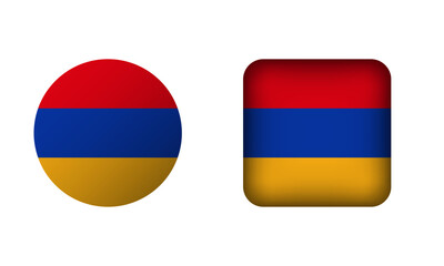 Fototapeta premium Flat Square and Circle Armenia National Flag Icons