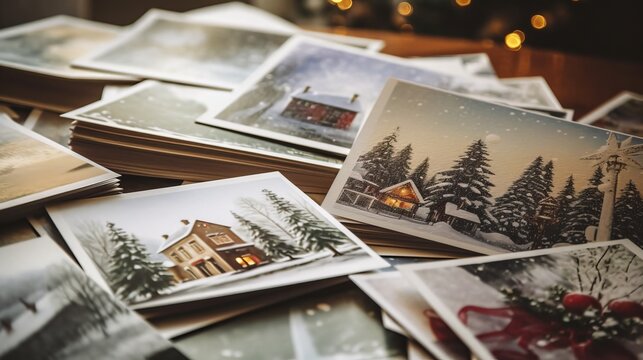 Christmas cards with different designs and themes AI generated illustration