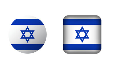 Flat Square and Circle Israel National Flag Icons