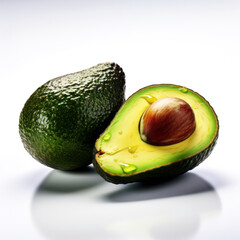 A photograph of a Avocado  on an isolated white background. Full depth of field. 