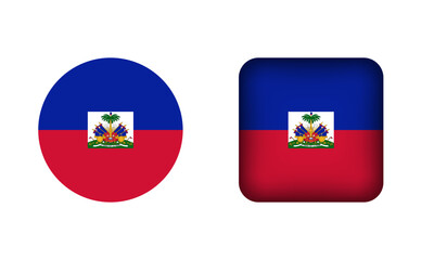 Obraz premium Flat Square and Circle Haiti National Flag Icons