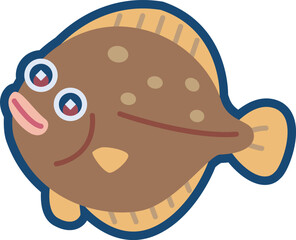 かわいいヒラメのイラスト
