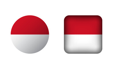 Flat Square and Circle Monaco National Flag Icons