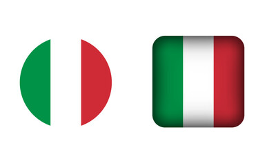 Flat Square and Circle Italy Flag Icons