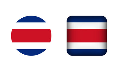 Flat Square and Circle Costa Rica Flag Icons