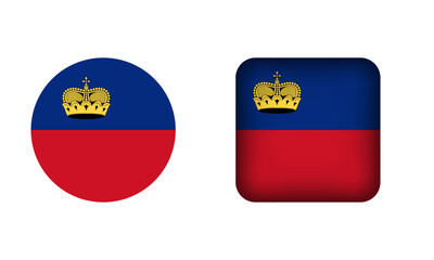 Flat Square and Circle Liechtenstein Flag Icons