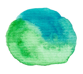 Hand painted watercolor blob on textured paper. Png clipart isolated on transparent background