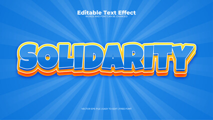 Orange yellow and blue solidarity 3d editable text effect - font style