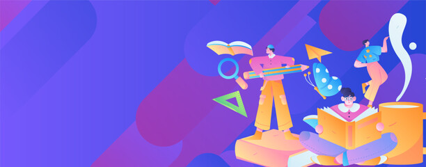 Education learning people flat vector concept hand drawn illustration
