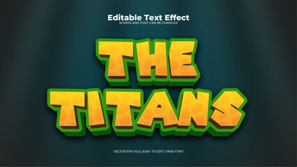 Naklejka na ściany i meble Yellow and green the titans 3d editable text effect - font style