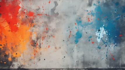 A painting of a colorful on a gray background
