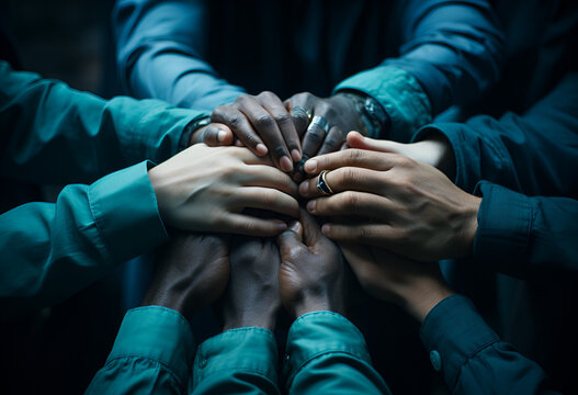 People With Joined Hands As A Team